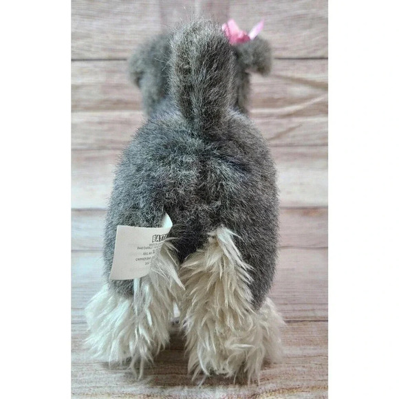 Our Generation Plush Schnauzer Stuffed Animal Dog Battat Gray Pink Bow 9" - Picture 3 of 4